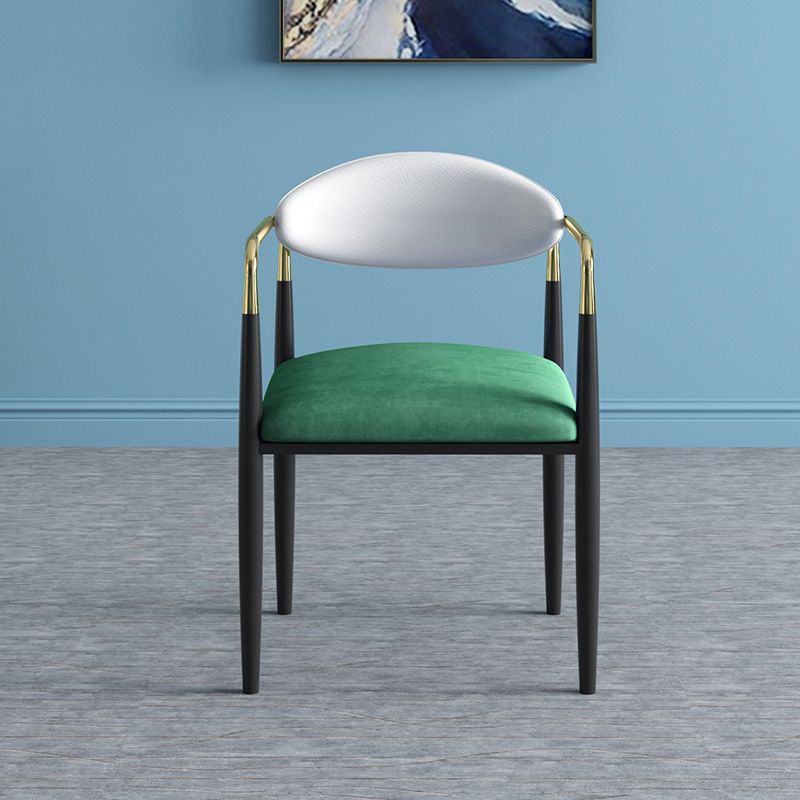 Glam Arm Chair Metal Legs Open Back Dining Chair for Home Use
