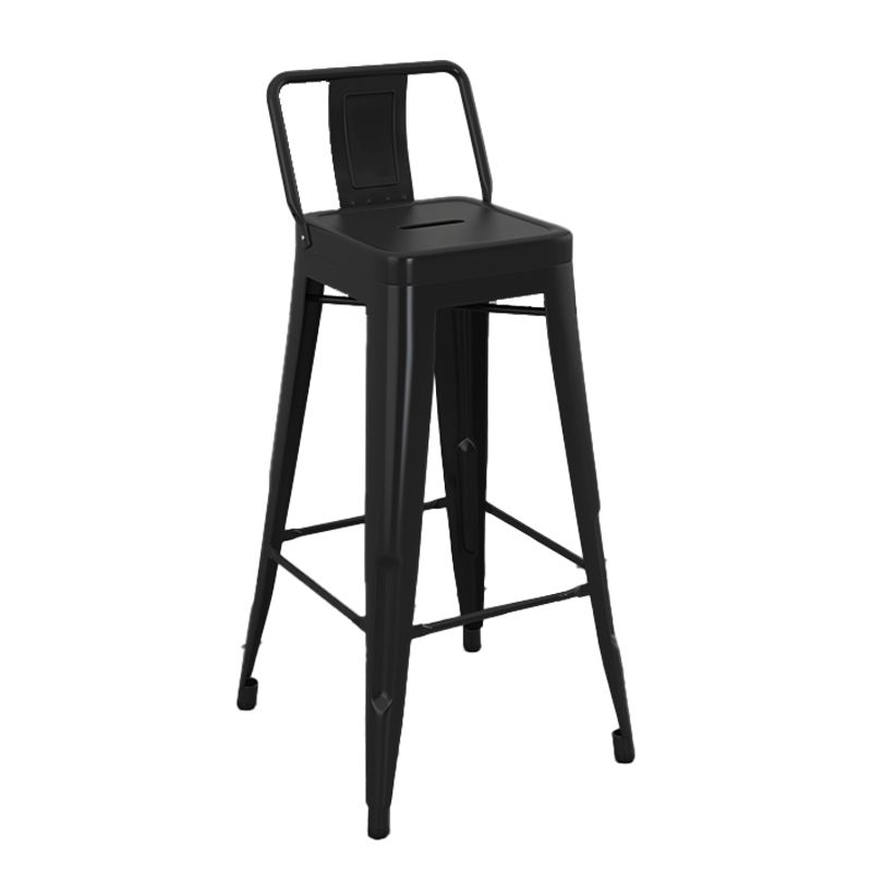 Modern Armless Square Bar Chair Low Back Bar Stool with Metal Legs