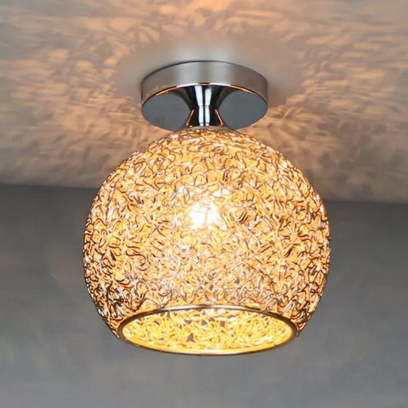 Polish Finish Flush Mount Lighting Contemporary Metal Ceiling Light for Foyer