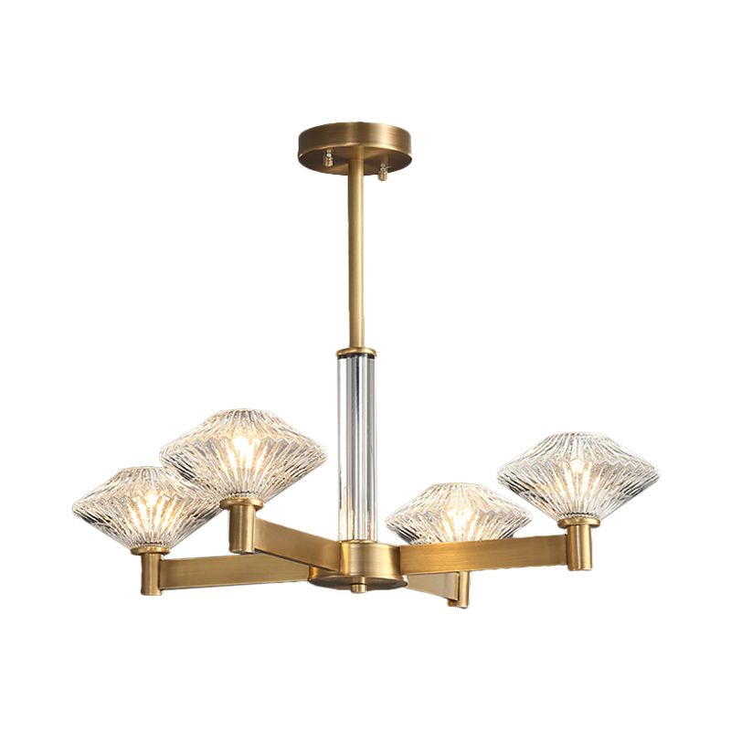 4/6 lampen hanglang kroonluchter traditionele rhombische kristal radiale suspensieverlichting in goud