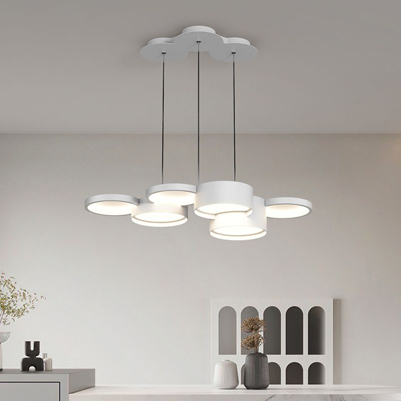 White Island Lamp Modern LED Island Hanging Light with Acrylic Shade for Bedroom