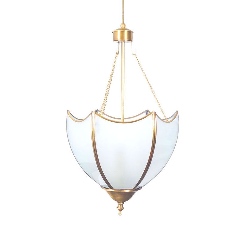 Brass Dome Chandelier Lamp Retro 5 Heads White Glass Ceiling Pendant Light for Living Room