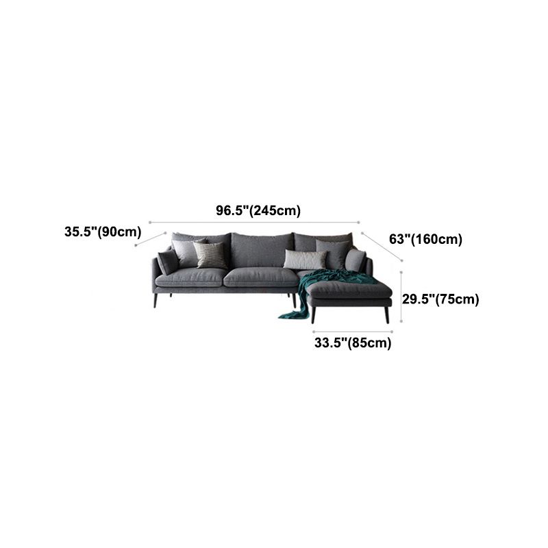 Modern 3/4-seater Fabric Sofa & Chaise Grey Slipcovered Sectional