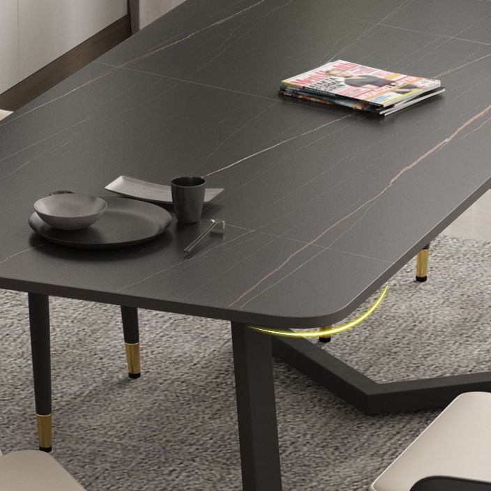 Industrial Style Dining Table Sintered Stone Rectangle Table for Home
