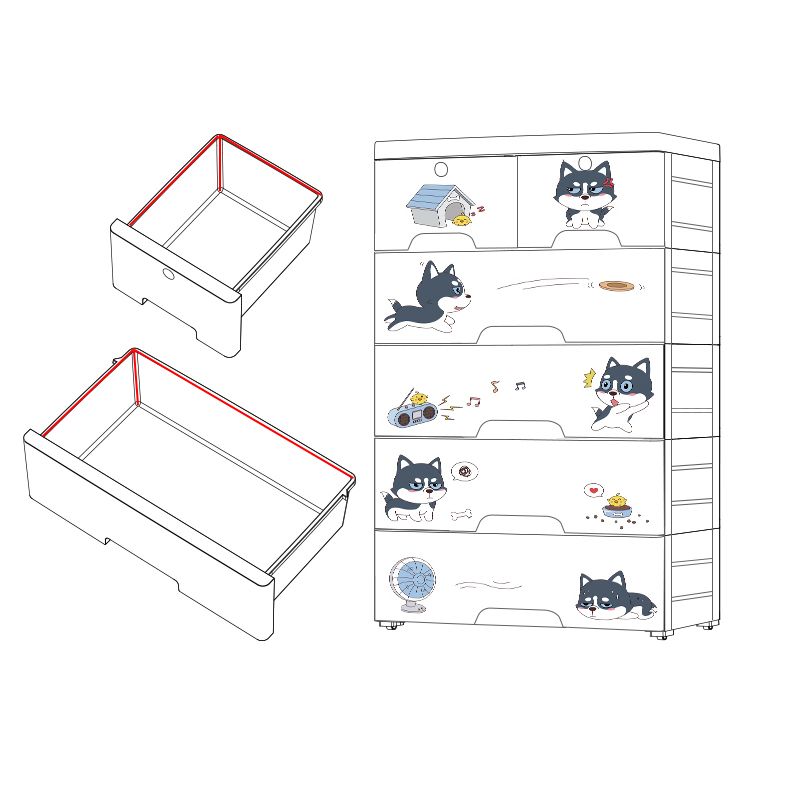 Contemporary Non-Hanging Armoire Plastic Bedroom Wardrobe Closet