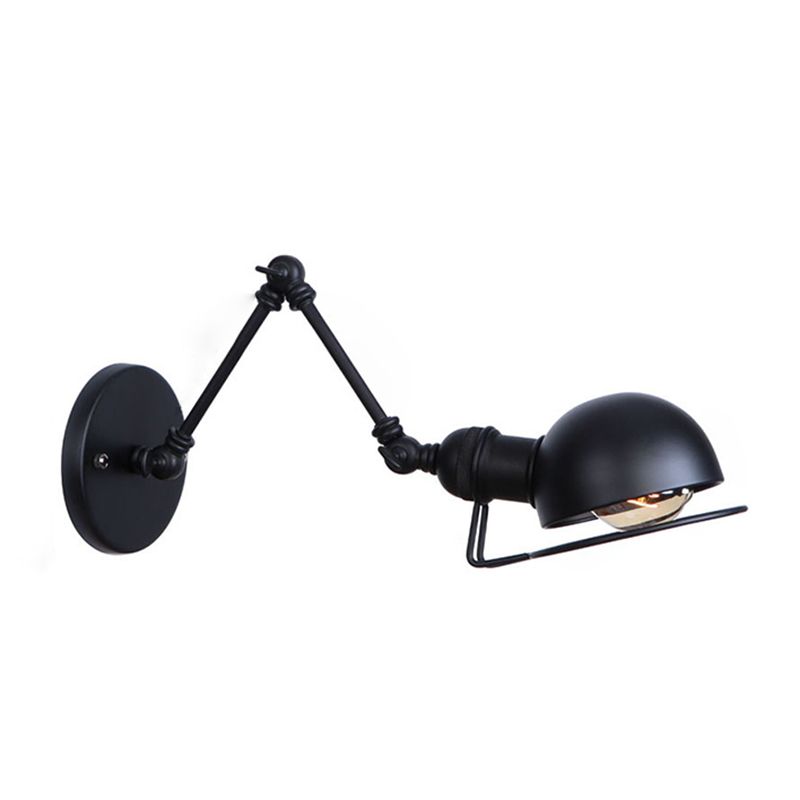 Vintage Metal Swing Arm Wall Lamp with Bowl Shade 1-light Industrial Style Corridor Sconce Lamp