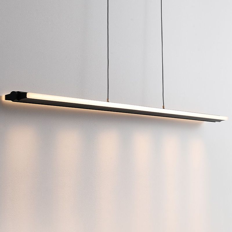 Modern LED Hanging Light Linear Metal Island Light Fixture for Dining Room