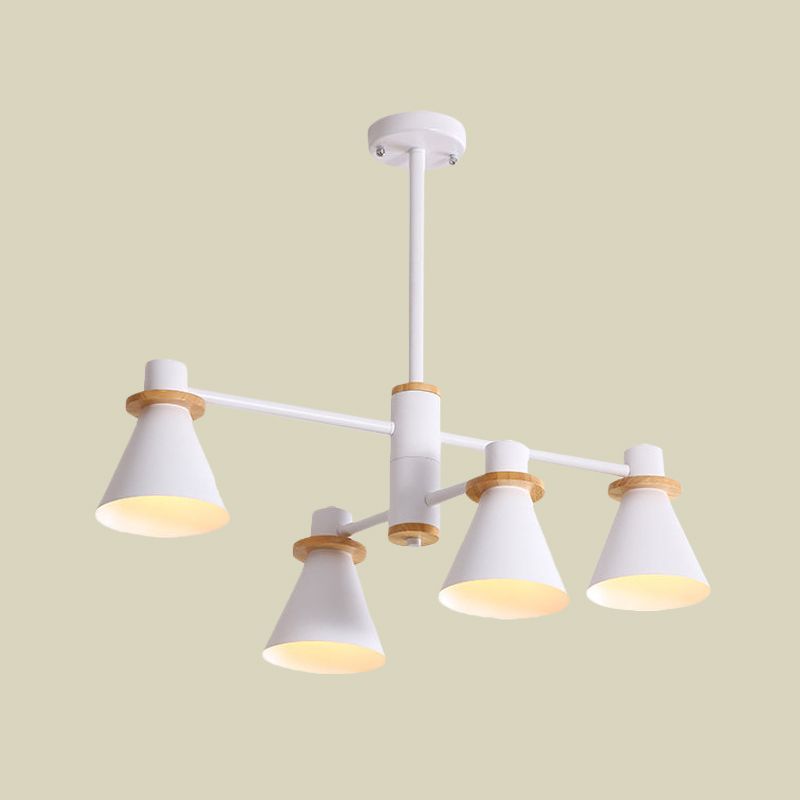 Contemporary Suspension Light Funnel Shade Metal 2-Tier 4/6/8 Lights Chandelier for Restaurant