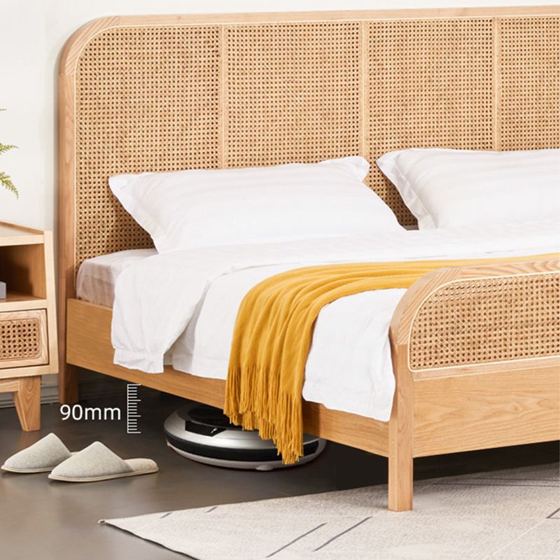 Tropical Solid Wood Panel Bed Rectangular Solid Color Standard Bed