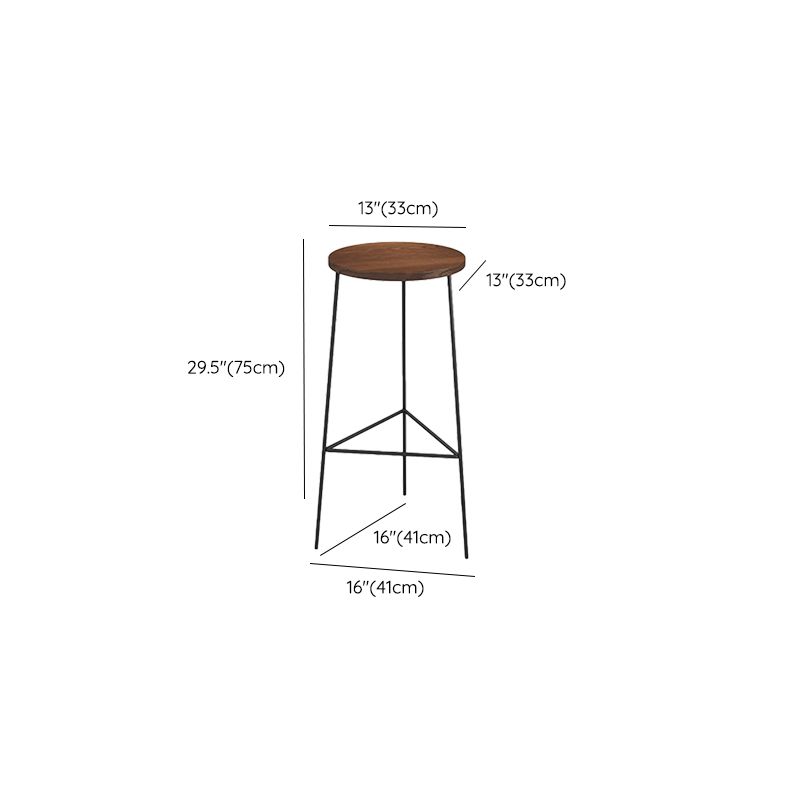Modern Armless Counter Stool Iron Cafe Bar Stool with Seat and Pedal