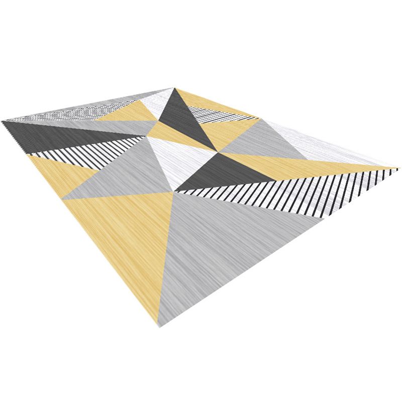 Modern 3D Geometric Print Rug Multi Colored Polyester Rug Stain Resistant Anti-Slip Backing Pet Friendly Carpet for Living Room