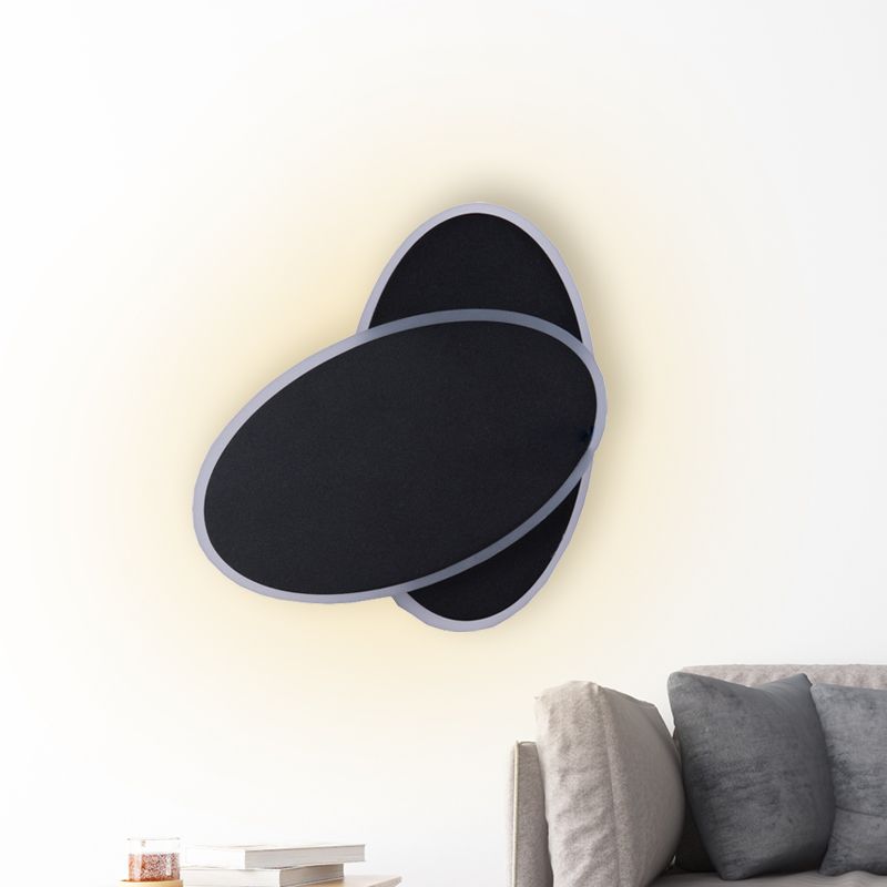 Application LED moderne clair blanc / noir Double luminaire de lampe murale ovale avec une nuance acrylique en lumière chaude / blanche
