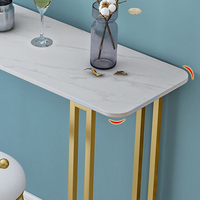 Modern Marble Counter Table with Rectangle Table Top Sled Table - 42" H