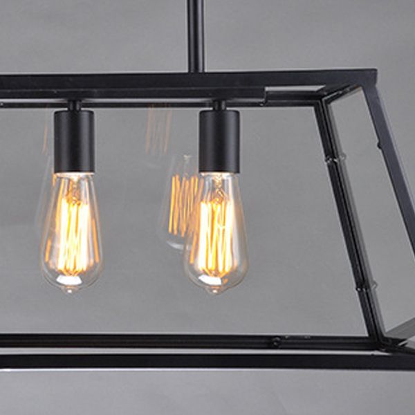 Rectangular Shape over Island Lighting Modern Style Metal 4 Lights Hanging Lamp in Black