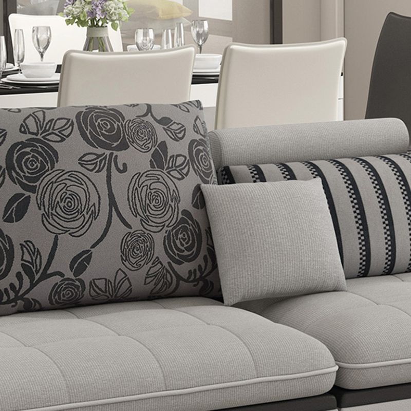 4-seater Recessed Arm Pillowed Back Cushions Sectional Sofa with Chaise