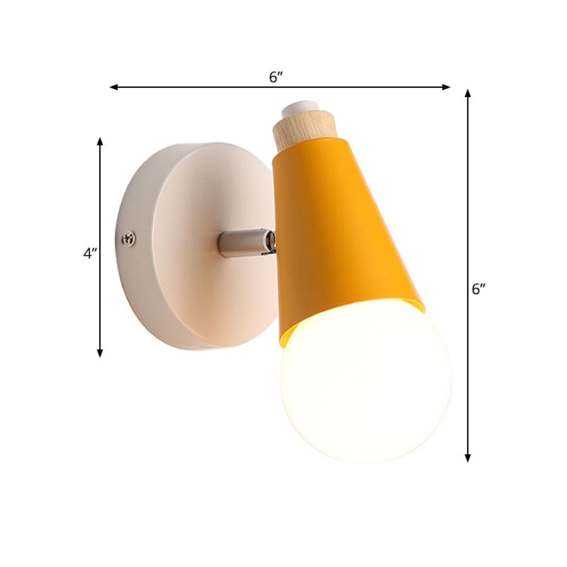 Rotatable Macaron Sweet Cone Wall Sconce 1 Head Metal Wall Light for Kid Bedroom