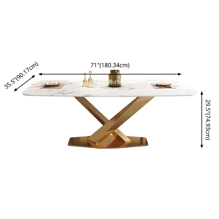 Modern Marble Table Set of 5/7 with Rectangle Table Dining Set with PU Leather Chairs