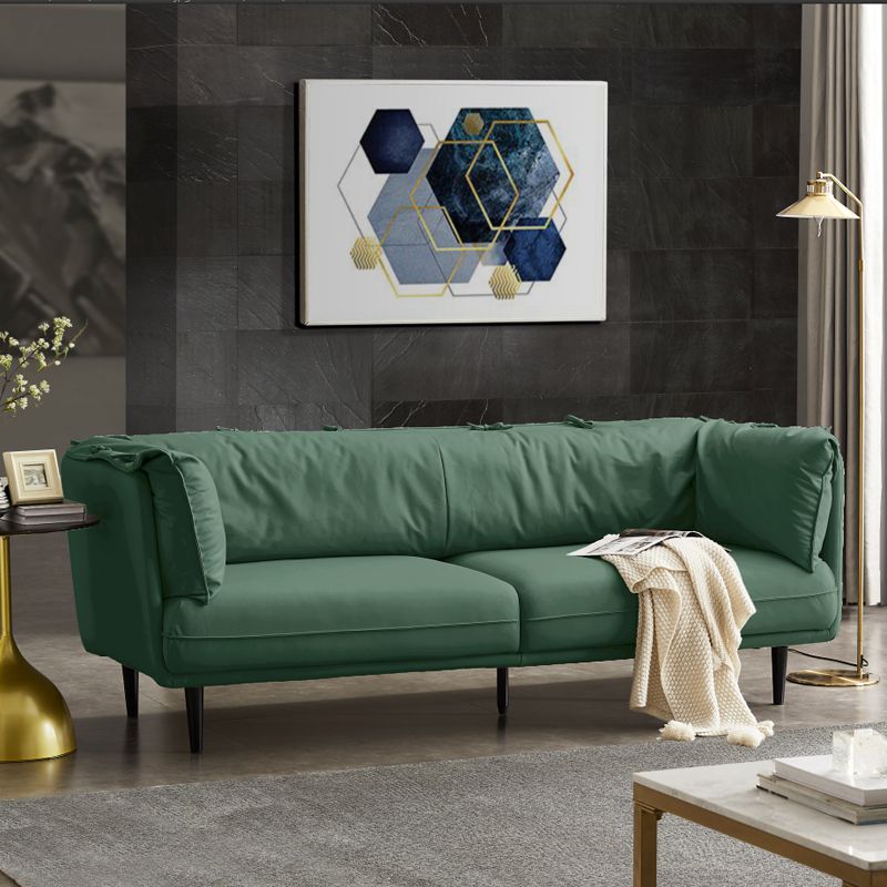 Modern Faux Leather Standard Settee Tuxedo Arm Sofa for Living Room