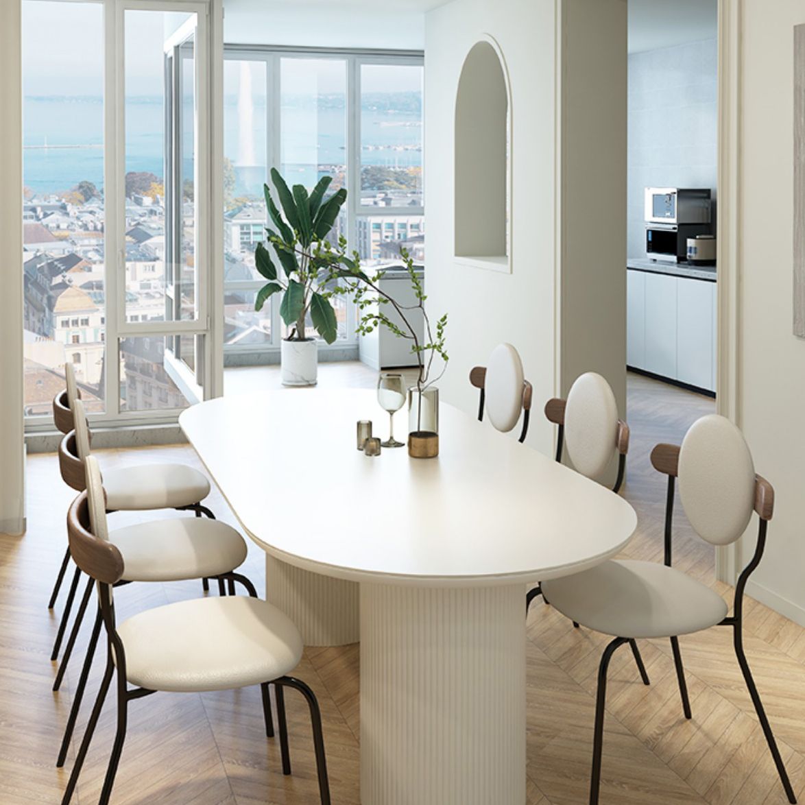 Metal and Slate Table Modern Minimalist Home Wood Base Dining Table