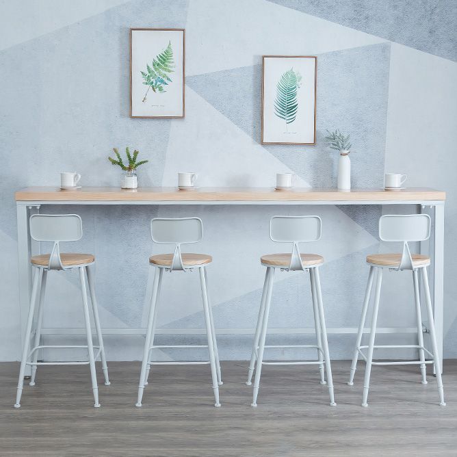 Glam Style Rectangle Bar Table Solid Wood Fixed Bar Dining Table for Indoor