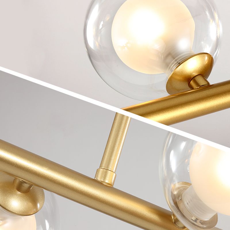 Orb Glass Shade Island Light Fixture Modern Style Metal Hanging Ceiling Lamp for Kitchen Dining Room