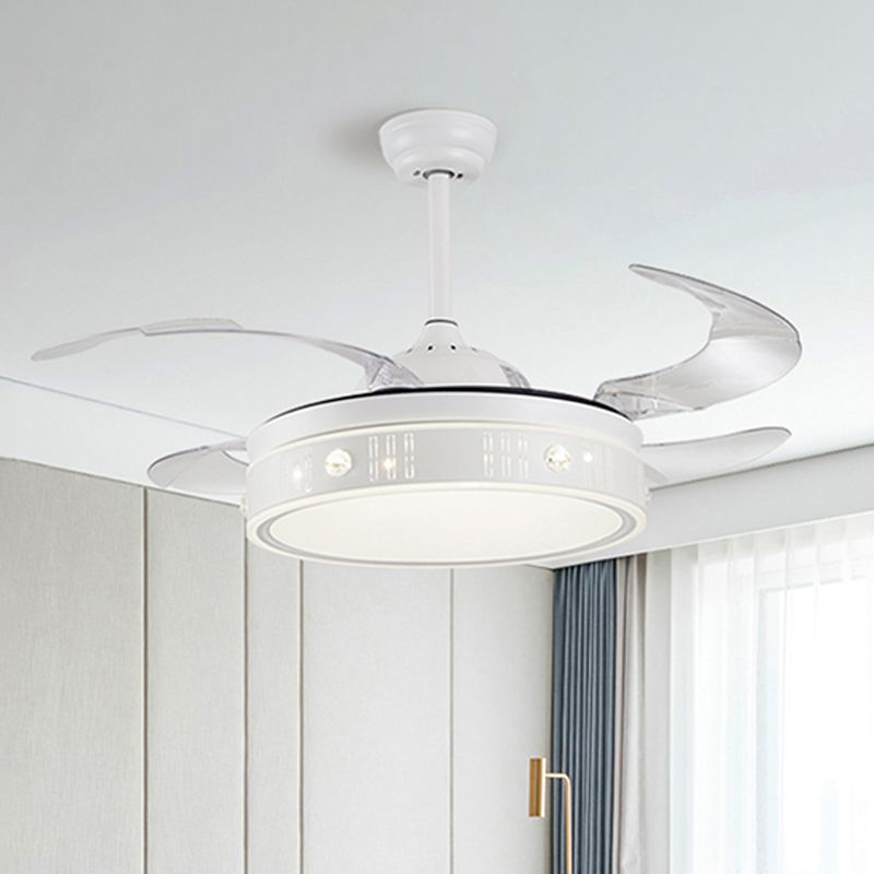 Drum Shade 4-Blade Hanging Lüfterlampe Einfache LED White Semi Flush Mount, 20 "breit