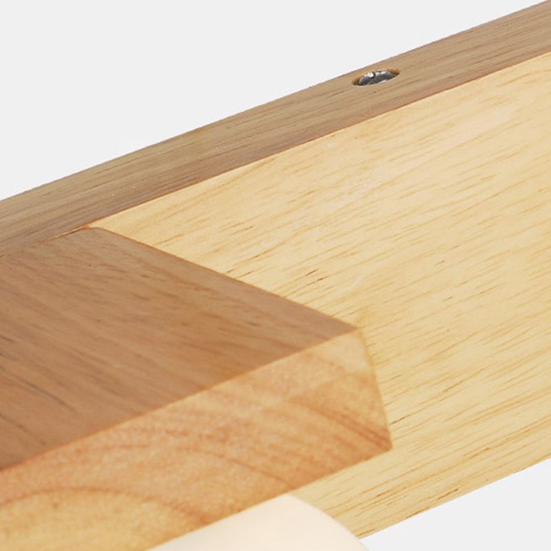 Wood Round Shade Wall Sconce Modern Style Multi-Lights Mirror Light Fixture in Brown