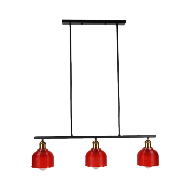 Black 3-Light Pendant Lighting Industrial Red/Yellow/Blue Glass Bowl Island Lamp