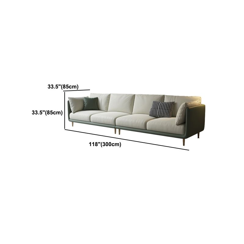 Square Arm Contemporary Standard Faux Leather Sofa Couch with Pillows