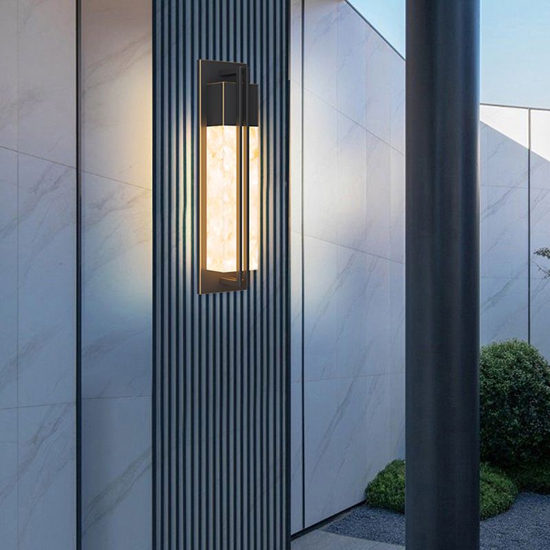 Contemporary Wall Sconce Rectangular Outdoor Wall Light Fixture with Metal