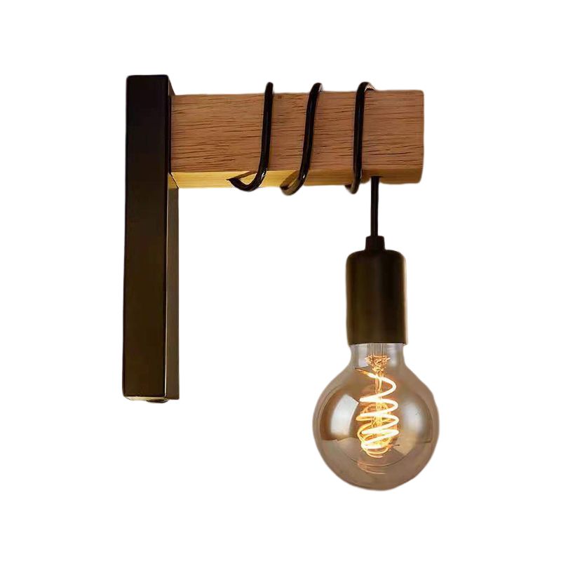 Simple Shape Wall Light Sconces Wood 1 Light Wall Lighting Fixtures for Bedroom