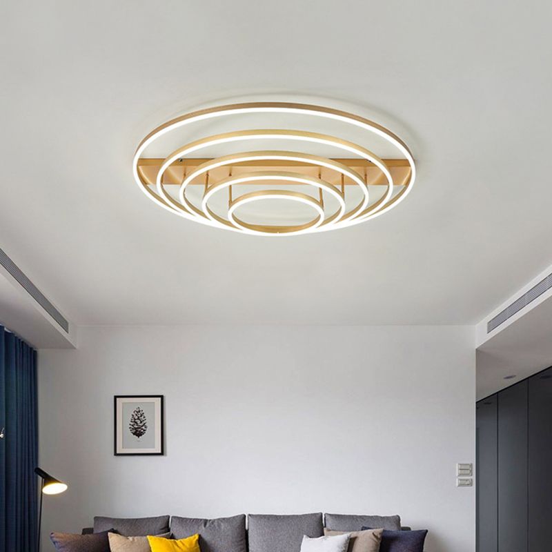 Plafonnier LED moderne à 3/5 niveaux en métal pour chambre à coucher, semi-encastré rotatif, noir/or