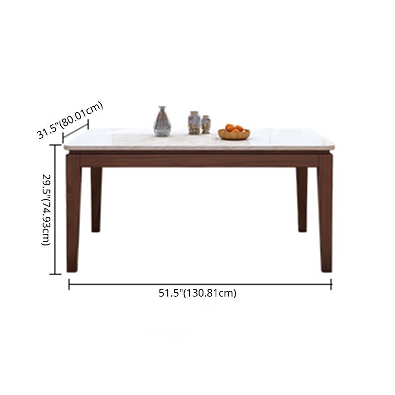 Scandinavian Solid Wood Base Dining Table Rectangle Formal Dinette Set for Home