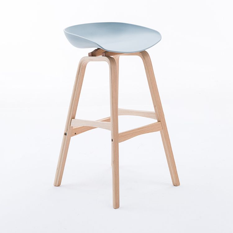 Modern Backless Barstool Indoor Wood Bar Stool with Acrylic Seat