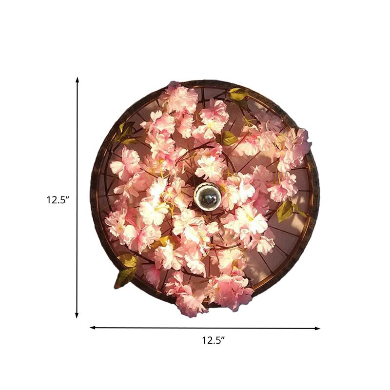 LED Wall Lighting Industrial Restaurant Flower Wall Mount Light Fixture with Wheel Metal Shade in Black, 12.5"/19"/23" Dia