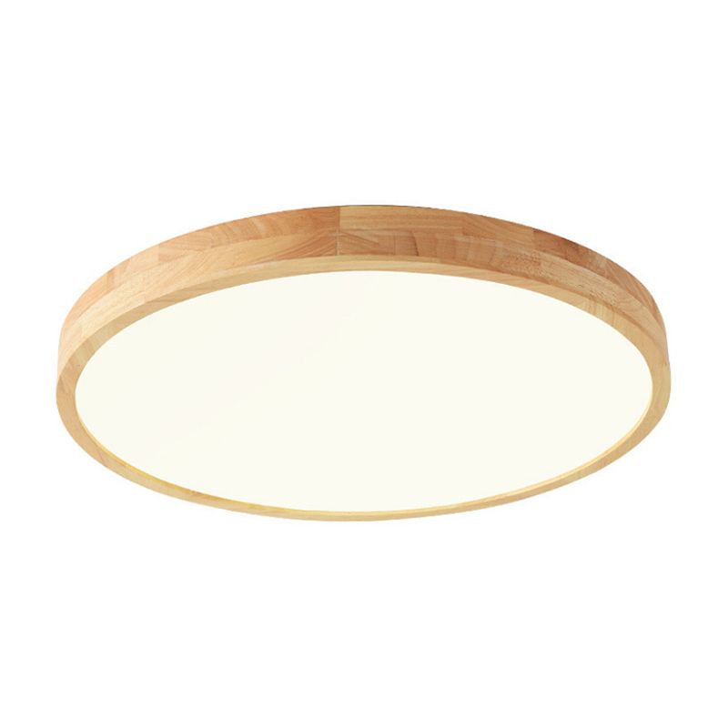Simple Round Flush Mount Light Single Light Wood LED Ceiling Light