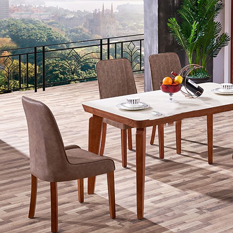 Sillas de comedor de cuero minimalista Sillas tapizadas con respaldo sólido sin brazos