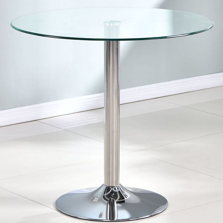 Round GlassTransparent Dining Table Simplicity Pedestal Table for Dining Room