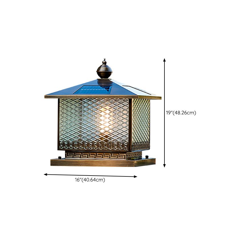 1-Light Solar Energy Pillar Lamp Square Outdoor Light for Garden