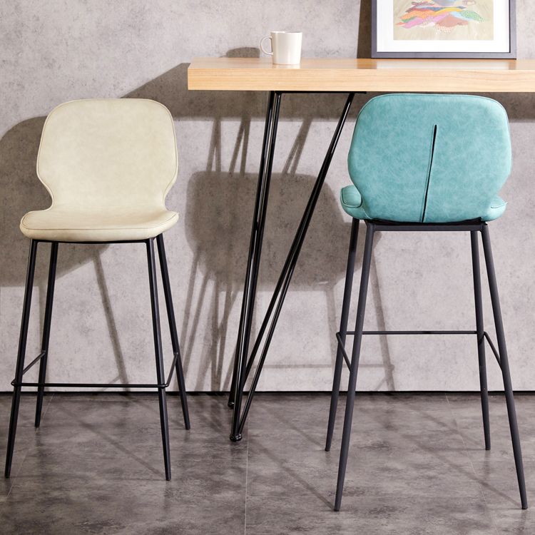 Modern Low Back Bar-stool PU Leather Bar Stool with Metal Legs