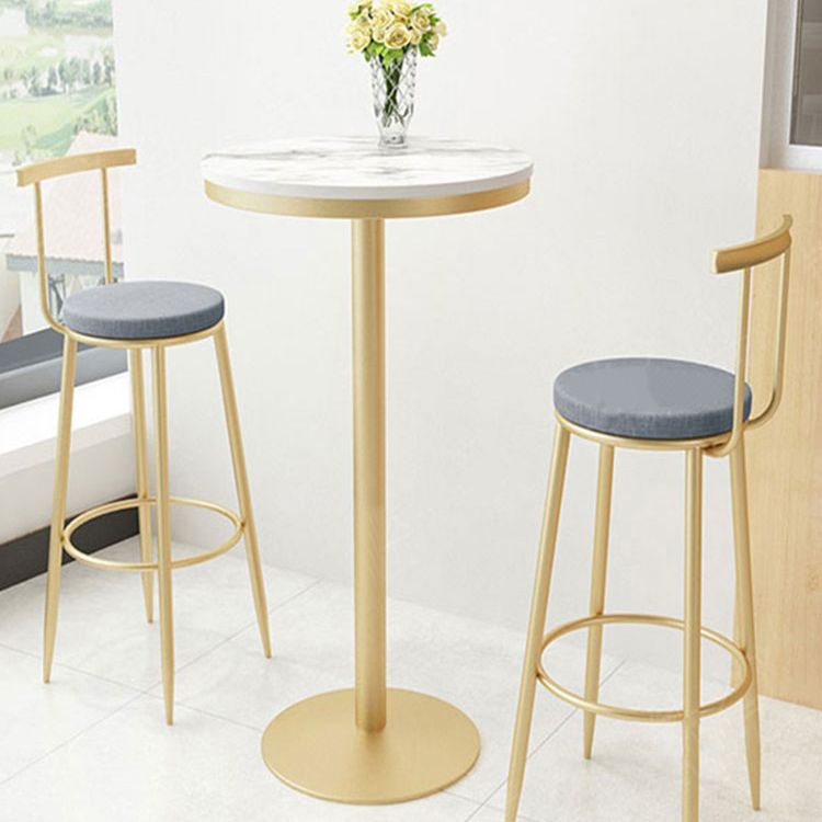 Stone Bar Dining Table Glam Round Bar Table with Pedestal for Dining Room