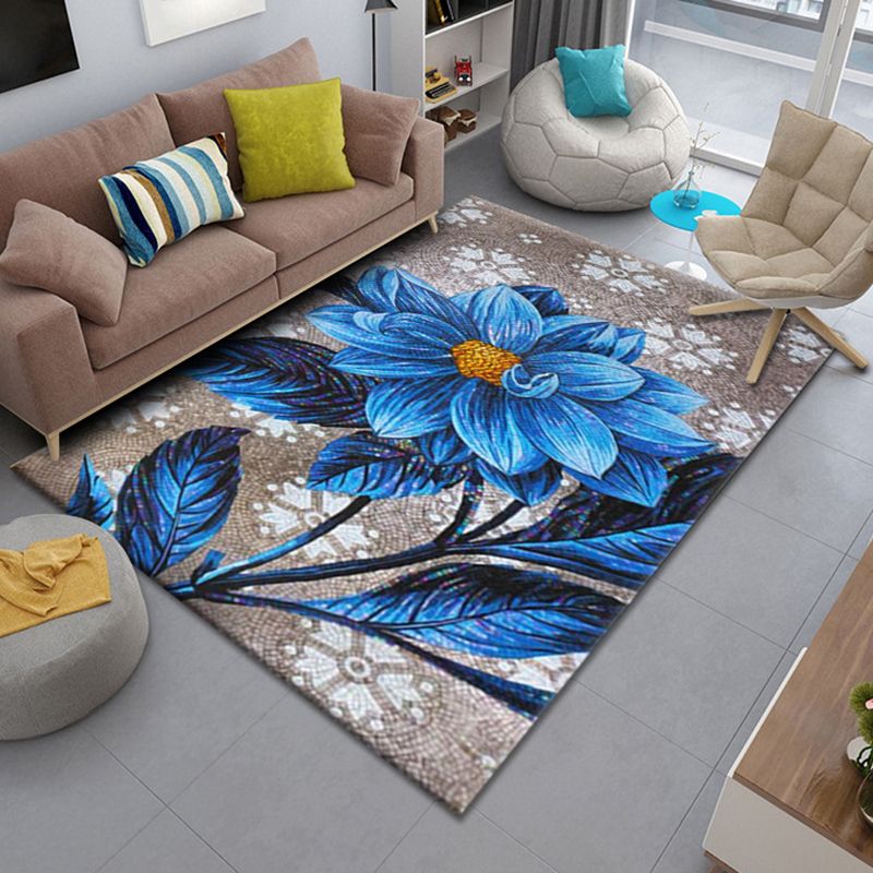 Multicolored Modern Area Rug Trendy Floral Printed Carpet Non-Slip Backing Rug for Home Decor
