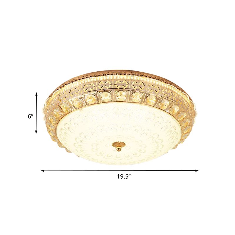 Gold Finish Round Flush Light Fixture Modernism Crystal Block LED Flush Mount Ceiling Lamp
