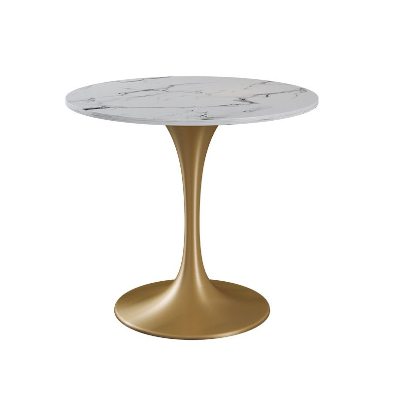 White Stone Top Table for Home Traditional Luxury Round Dining Table