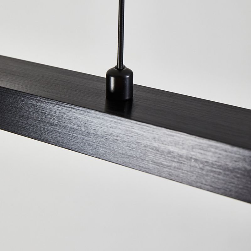 1-Light Linear Island Lighting Fixtures Black Modern Style Aluminum Hanging Lamps