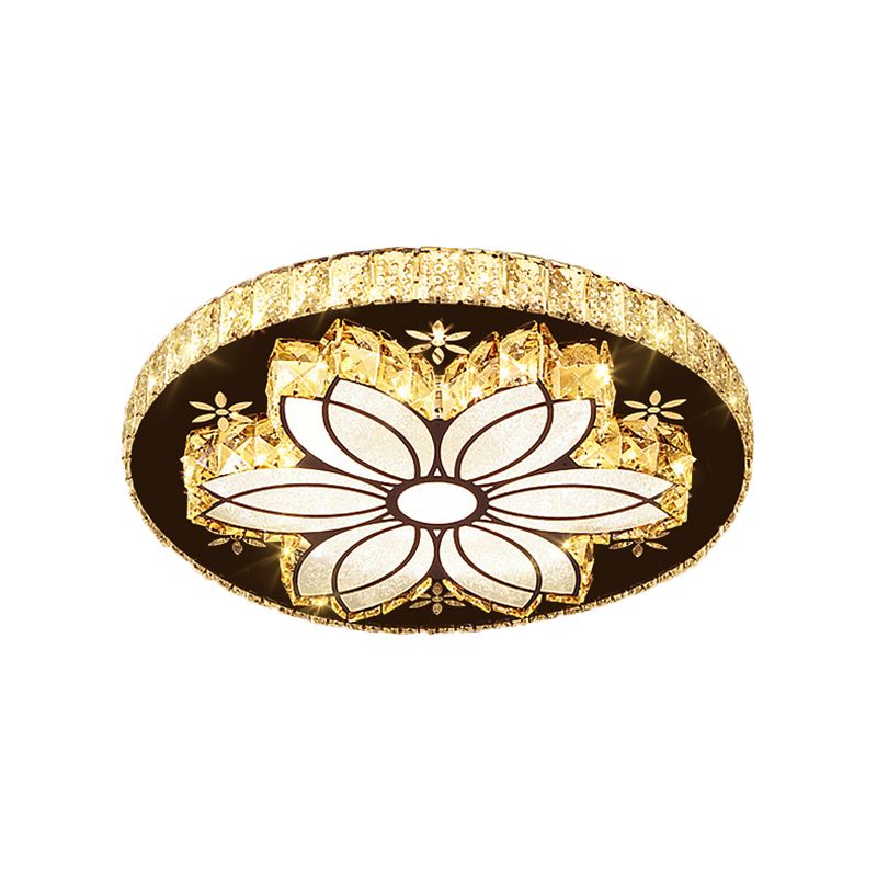 Cut Crystal Bloom Ceiling Light Fixture Modernism LED Flushmount Lighting in Chrome