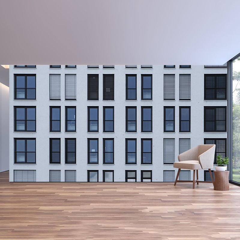 Contemporary City Architecture Mural Wallpaper for Study Room, Stain Resistant