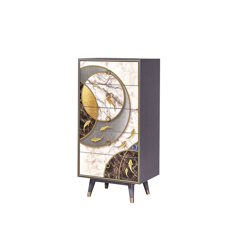 Wooden Storage Chest Dresser Classic Glam Storage Chest with Drawers