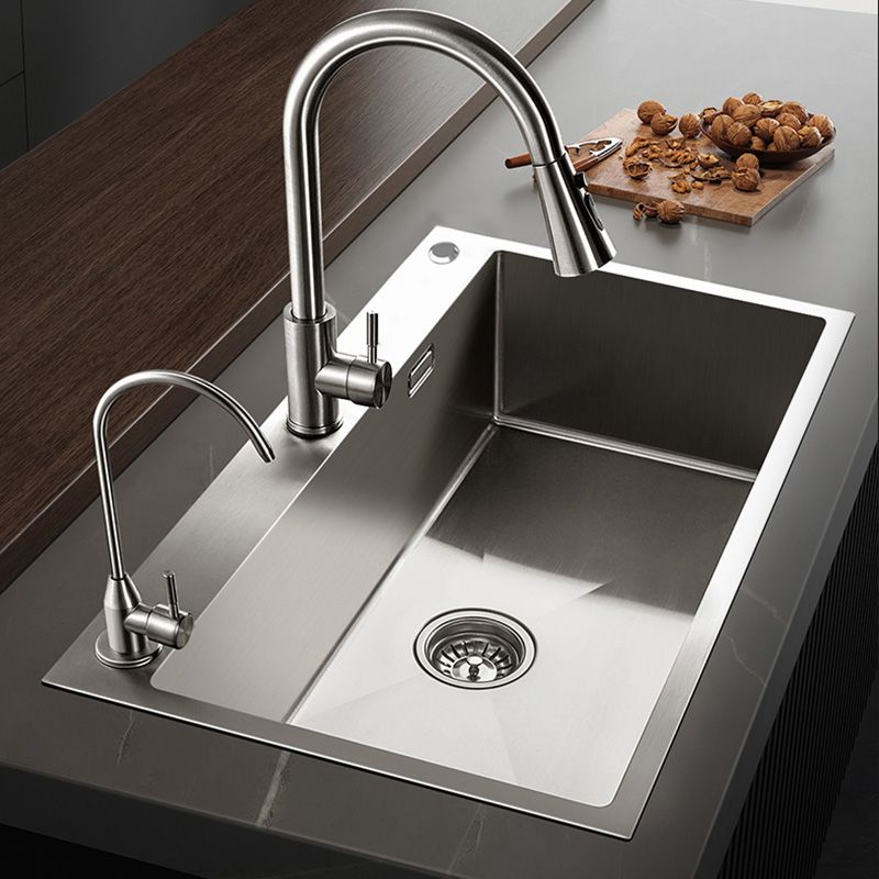 Rectangle Stainless Steel Kitchen Sink Single Bowl Sink with Soap Dispenser