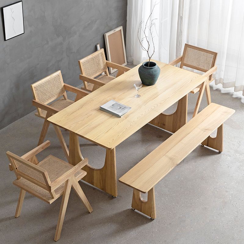Industrial 1/2/4/5/6 Pieces Rectangle Dining Solid Wood Dining Room Table with Chairs